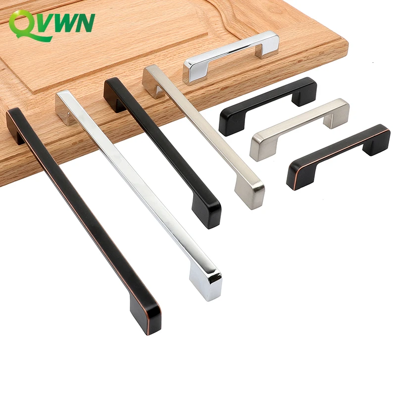 

QVWN Furniture Handle Drawer Knobs And Handles For Cabinet Wardrobe Zinc Alloy Door Pull 96mm/128mm/160mm/192mm/320mm Hole Pitch