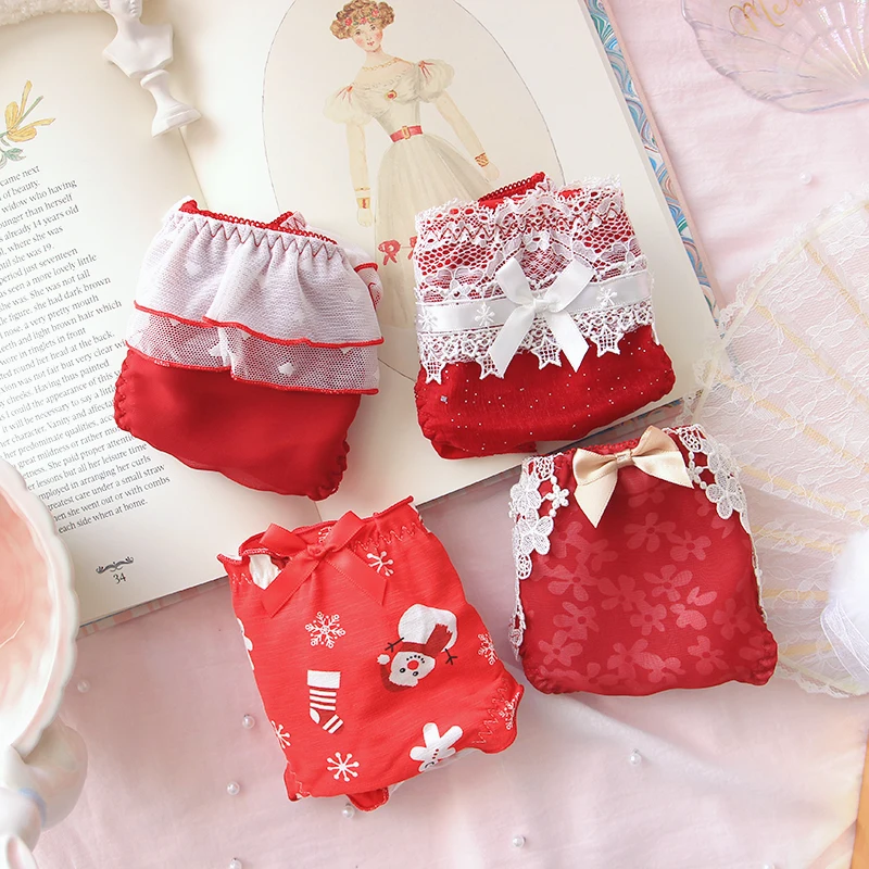 Japanese Style Girl Cute Birth Year Red Underwear Lace Sexy Milk Silk Pure Cotton Girl Mid-Low Waist Briefs
Japanese Style Girl Cute Birth Year Red Underwear Lace Sexy Milk Silk Pure Cotton Girl Mid-Low Waist Briefs