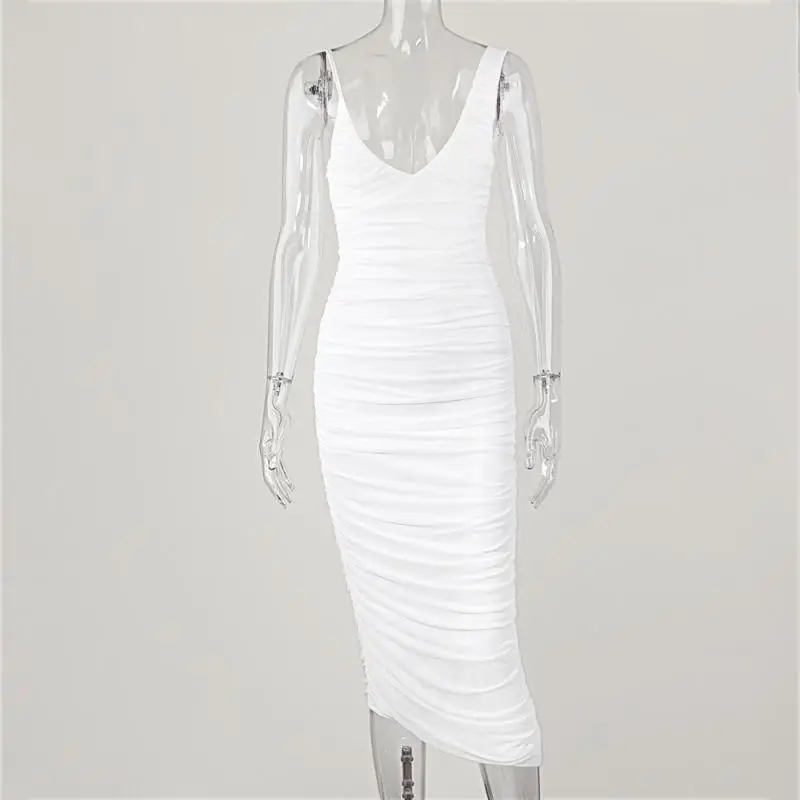 Spaghetti Strap Women's Slip Midi Ruched White Elegant Mesh Dresses Party Night Club Gown Fall 2021
Spaghetti Strap Women's Slip Midi Ruched White Elegant Mesh Dresses Party Night Club Gown Fall 2021