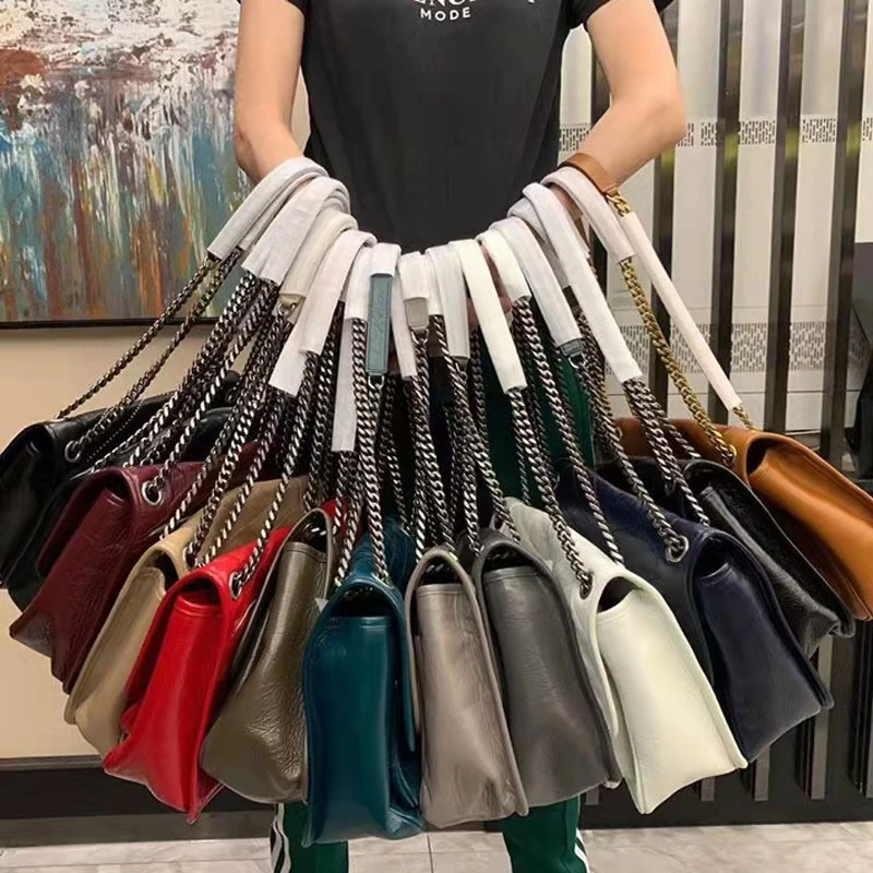 

Brand designer luxury high-end solid color leather Y buckle lady messenger bag handbag shoulder bag niki bag flap chain bag