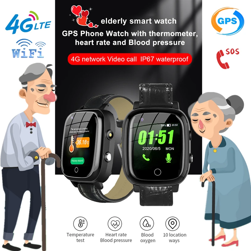 Смарт-часы S5P 4G для пожилых людей с пульсометром GPS Wi-Fi позиционирование трек часы