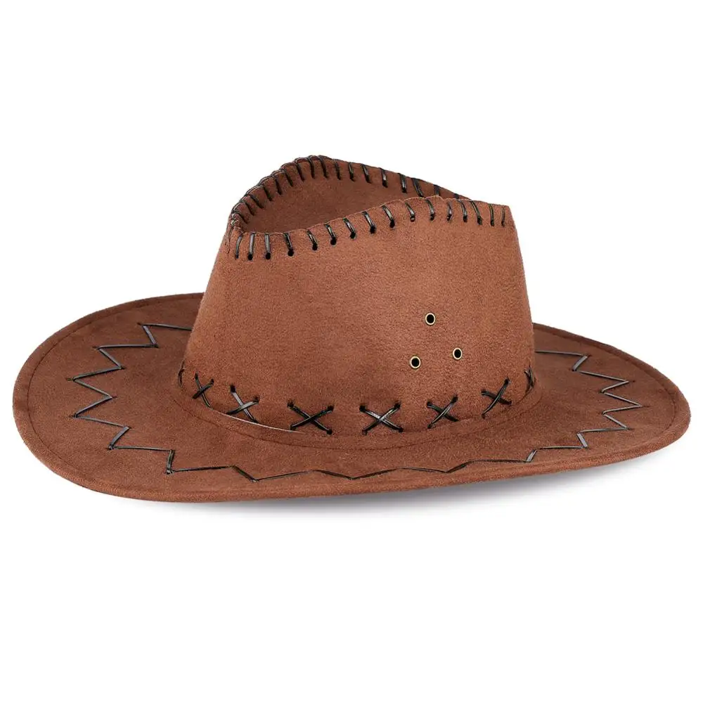 Женские и мужские ковбойские шляпы кожаные кепки с широкими полями западные от