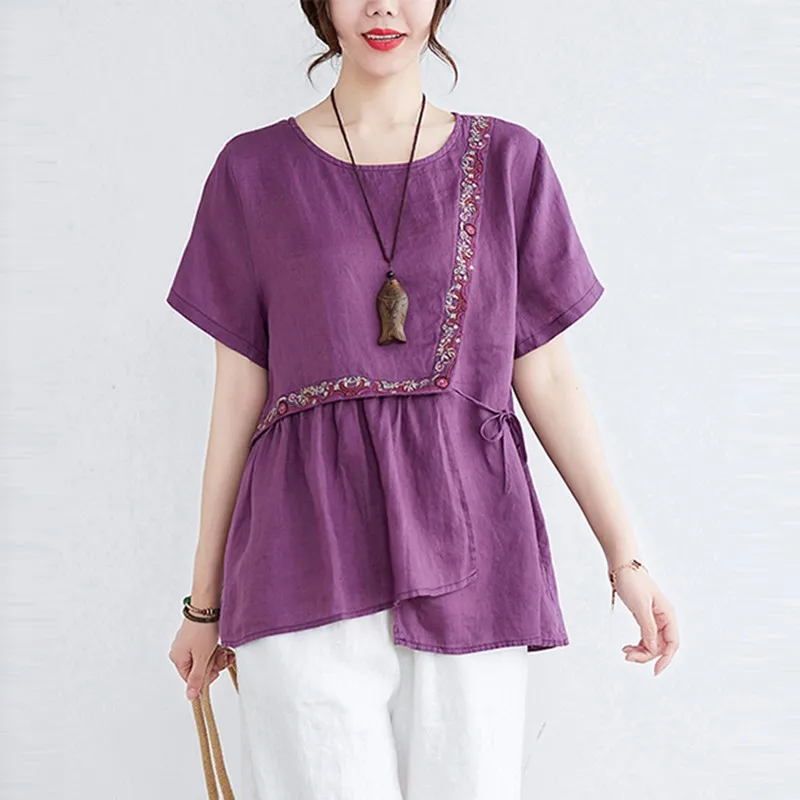 Women Cotton Linen Casual T-shirts New 2021 Summer Arts Style Vintage Embroidery Loose Female Short Sleeve Tops Tees B712
Women Cotton Linen Casual T-shirts New 2021 Summer Arts Style Vintage Embroidery Loose Female Short Sleeve Tops Tees B712