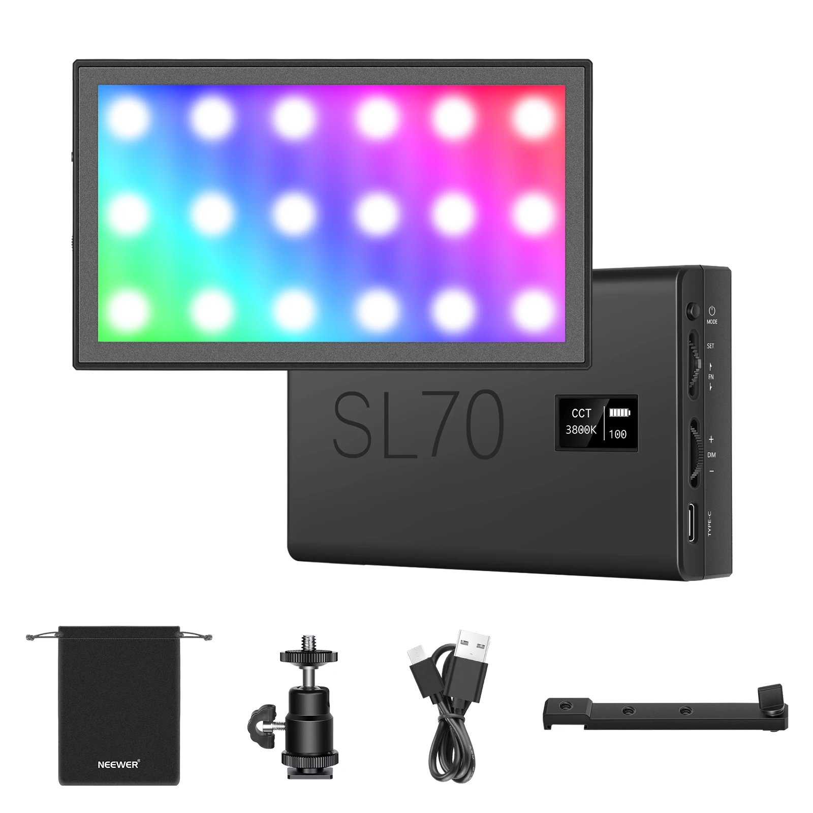 Neewer SL70-APP RGB Led Video Light, APP Control, Built-in 2000mAh Rechargeable Battery CRI95+ for Photo Studio Video Lighting
Neewer SL70-APP RGB Led Video Light, APP Control, Built-in 2000mAh Rechargeable Battery CRI95+ for Photo Studio Video Lighting