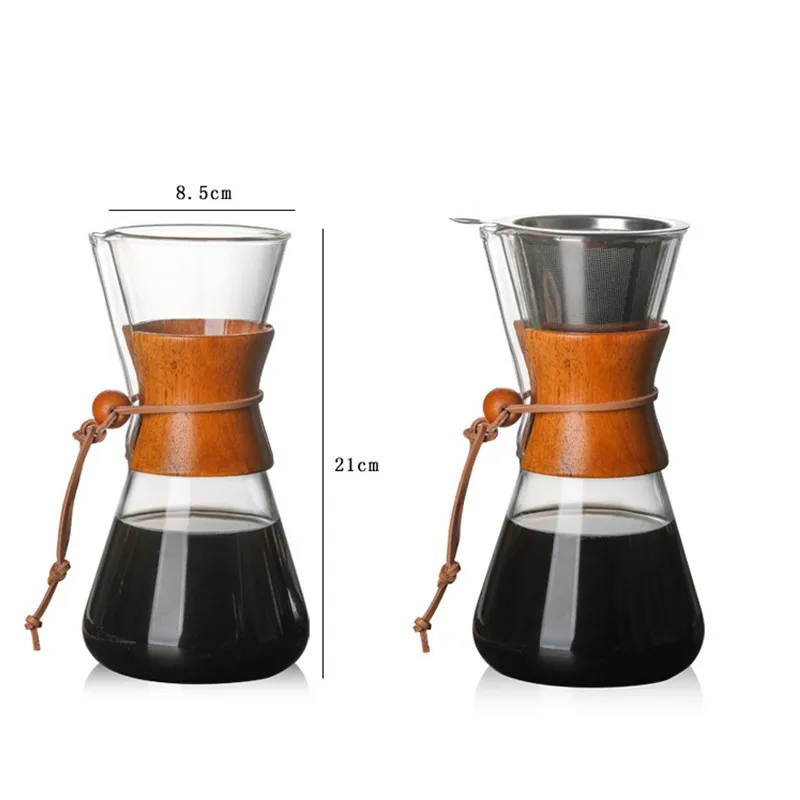 550ML Glass Coffee Pot Heat Resistant Classic Coffee Maker Pour Over Coffeemaker Coffee Drip Pot Stainless Steel Coffee Filter
550ML Glass Coffee Pot Heat Resistant Classic Coffee Maker Pour Over Coffeemaker Coffee Drip Pot Stainless Steel Coffee Filter