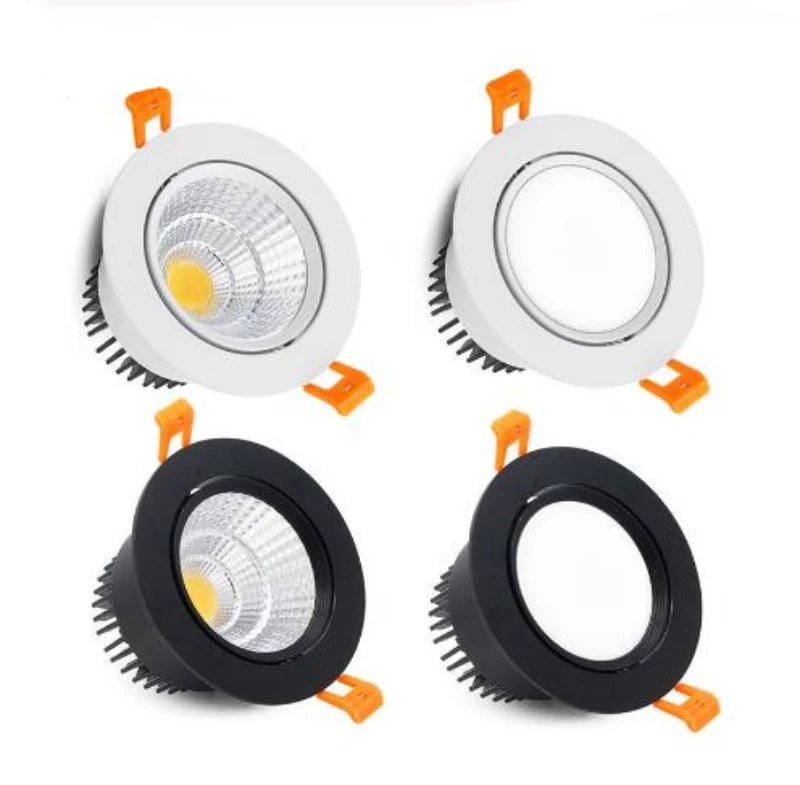 

round Dimmable Recessed LED Downlights 3w 5W 7W 9W 12W 15W 18W COB LED Ceiling Lamp Spot Lights AC110-220V LED Lamp