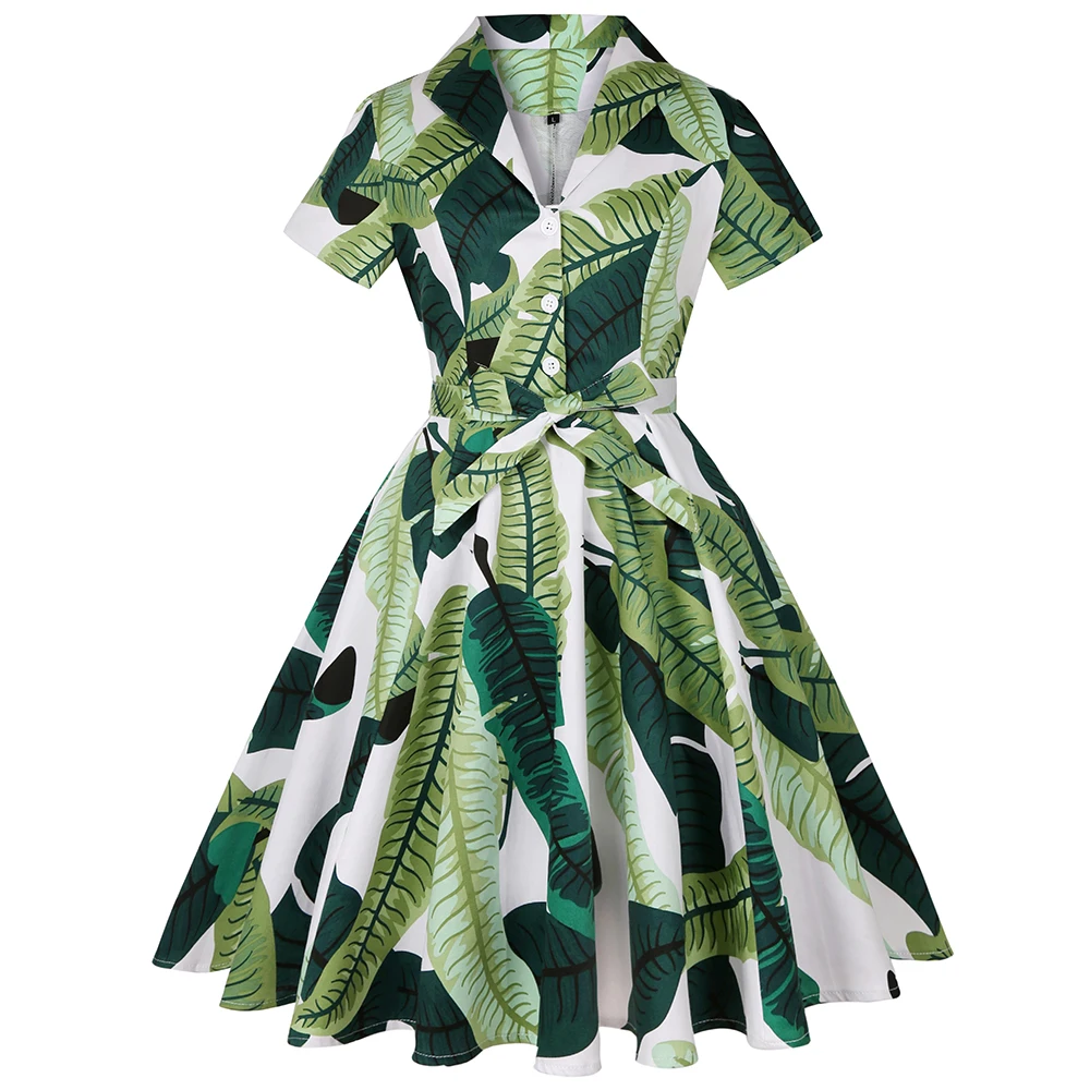 Hepburn Vintage Female Dress With Sashes Plant Print 4XL A Line High Waist Buttons Zipper Elegant Dresses Rockabilly Vestido
Hepburn Vintage Female Dress With Sashes Plant Print 4XL A Line High Waist Buttons Zipper Elegant Dresses Rockabilly Vestido