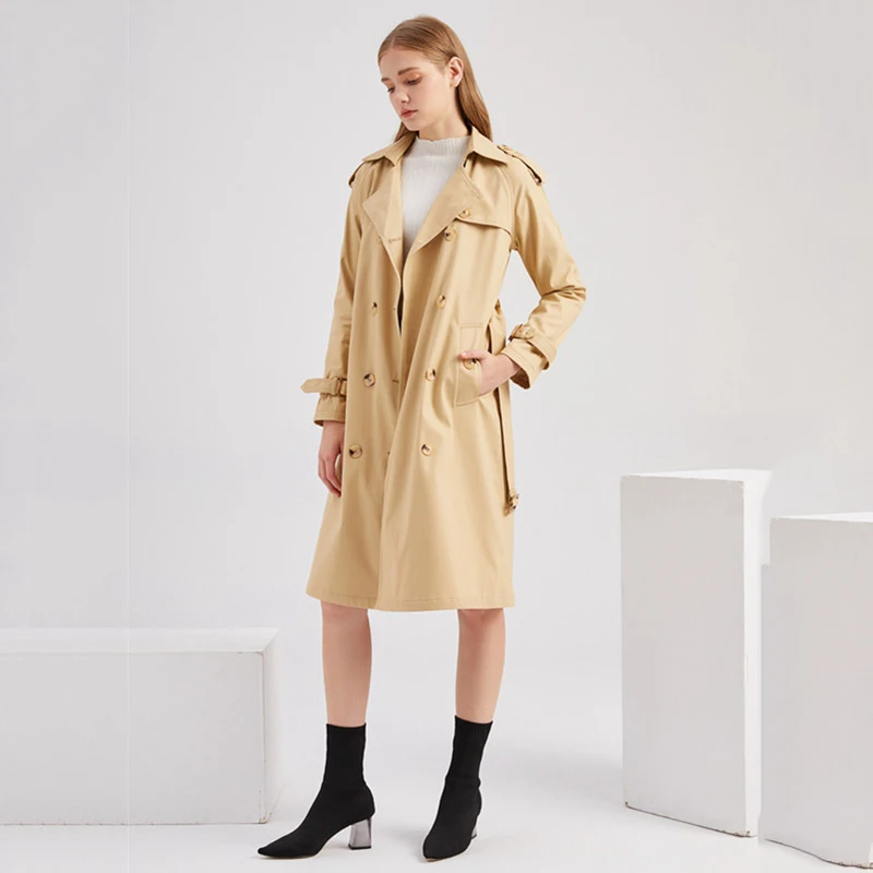 Autumn Femlae Windbreaker Fashion British Style Solid Lapel Belt Women's Trench Coat Fashion Temperament Long Windbreaker Hot
Autumn Femlae Windbreaker Fashion British Style Solid Lapel Belt Women's Trench Coat Fashion Temperament Long Windbreaker Hot