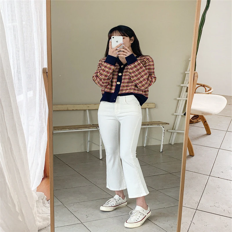 Hot Tops Vintage Plaid Color-Hit Knitted Sweaters Elegance Gentle V-Neck Long Sleeves 2020 Koren Style Early Autumn
Hot Tops Vintage Plaid Color-Hit Knitted Sweaters Elegance Gentle V-Neck Long Sleeves 2020 Koren Style Early Autumn