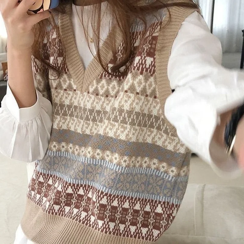 Sweater Vests Women Sleeveless Retro Loose Spring Autumn Large Size Elegant Preppy Korean Style Simple Knitting Casual Ins Girls
Sweater Vests Women Sleeveless Retro Loose Spring Autumn Large Size Elegant Preppy Korean Style Simple Knitting Casual Ins Girls