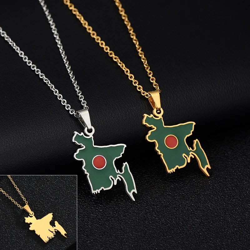 Bangladesh Map Flag Pendant Necklaces Gold/Steel Color for Women Girls Stainless Steel Bangladeshi Maps Jewelry Bengali Gift 
Bangladesh Map Flag Pendant Necklaces Gold/Steel Color for Women Girls Stainless Steel Bangladeshi Maps Jewelry Bengali Gift