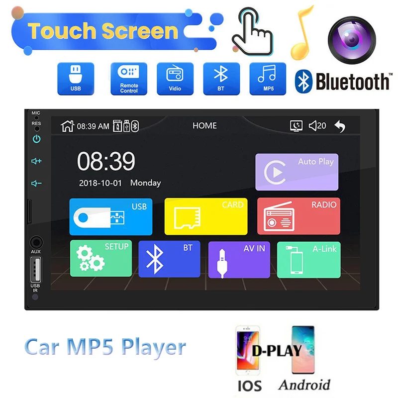 Автомагнитола 2 DIN, мультимедийный MP5 плеер 7 дюймов, с сенсорным экраном, Bluetooth, HD, USB, Android, типоразмер 2 Din
Автомагнитола 2 DIN, мультимедийный MP5 плеер 7 дюймов, с сенсорным экраном, Bluetooth, HD, USB, Android, типоразмер 2 Din