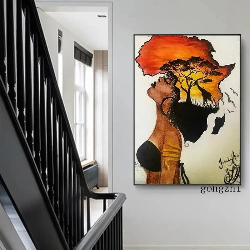 Classical African Woman Abstract Africa Map Poster Canvas Painting and Prints Modern Wall Art Pictures Aisle Living Room Decor
Classical African Woman Abstract Africa Map Poster Canvas Painting and Prints Modern Wall Art Pictures Aisle Living Room Decor