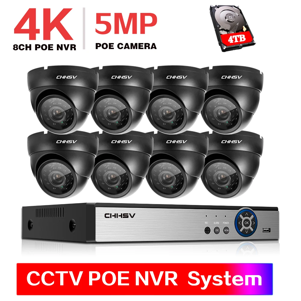 

H.265 8CH 4K 8MP 5MP POE NVR Kit Security Camera System IR Indoor Outdoor CCTV POE IP Dome Cameras P2P Video Surveillance Set