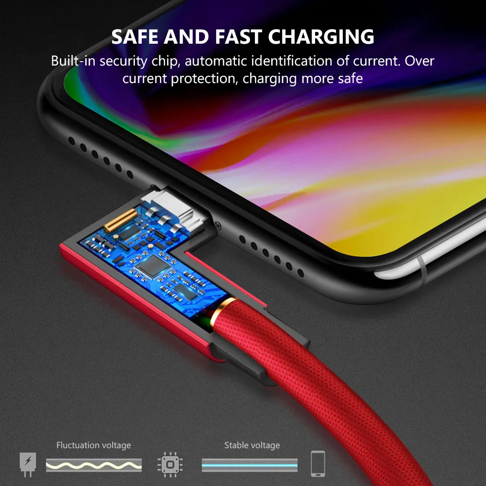 Кабель usb-c 90 градусов 1 м 2 3 для быстрой зарядки и передачи данных Samsung S8 S9 Note 9 8 Xiaomi