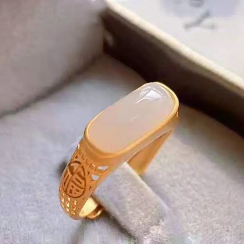 SNew Silver Natural Hetian Jade Chinese Style Retro Rectangular Oval Hollow Edge Open Square Ring Adjustable Lady Ring
SNew Silver Natural Hetian Jade Chinese Style Retro Rectangular Oval Hollow Edge Open Square Ring Adjustable Lady Ring