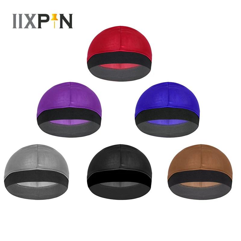 

6Pcs Dome Style Stretchable Wigs Caps Chemo Cap Hair Loss Hat Mixed Color Wide Elastic Band Smooth Silky Wave Caps Mens Womens