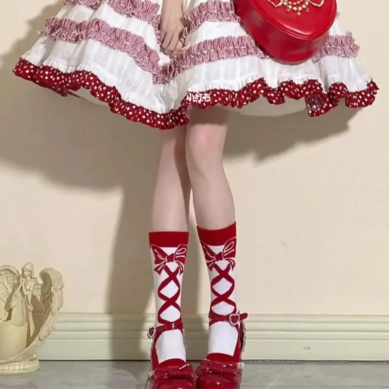 Lolita Red Cross Bandage Knee Calf Socks Women Japanese Bowknot Autumn Winter Sweet Girls Cute Medium Tube Stockings Cotton 
Lolita Red Cross Bandage Knee Calf Socks Women Japanese Bowknot Autumn Winter Sweet Girls Cute Medium Tube Stockings Cotton