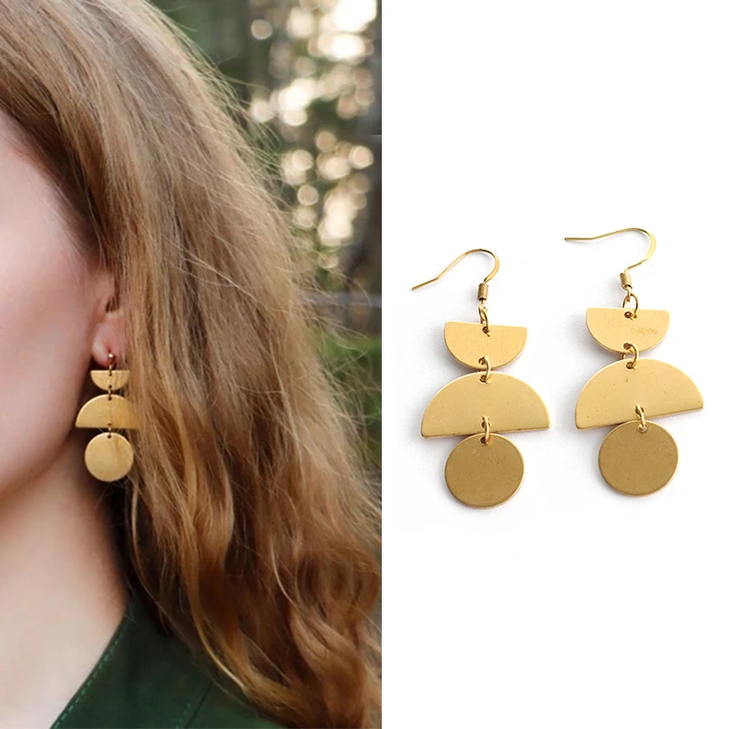 Raw Brass Geometric Long Hanging Earrings Semicircular Moon Drop Earrings For Women Fashion Bohemian DIY Jewelry GIft
Raw Brass Geometric Long Hanging Earrings Semicircular Moon Drop Earrings For Women Fashion Bohemian DIY Jewelry GIft