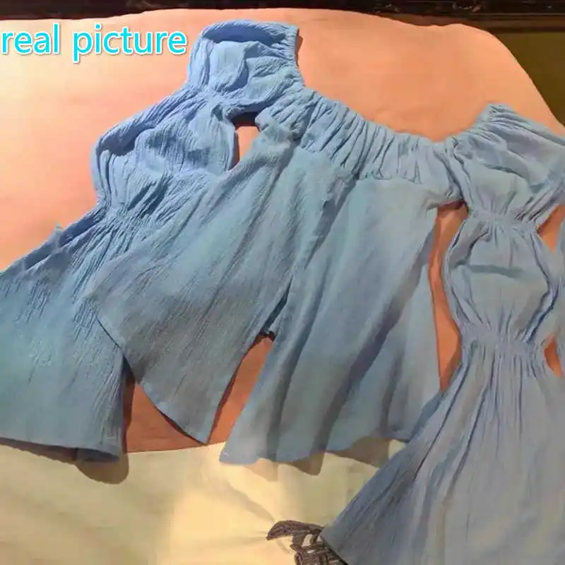 IEQJ Korea Chic Casual Trend Women Blue Square Neck Split Folds Loose Fashion Lantern Sleeve Chiffon Shirt Summer 2021 16E1266
IEQJ Korea Chic Casual Trend Women Blue Square Neck Split Folds Loose Fashion Lantern Sleeve Chiffon Shirt Summer 2021 16E1266