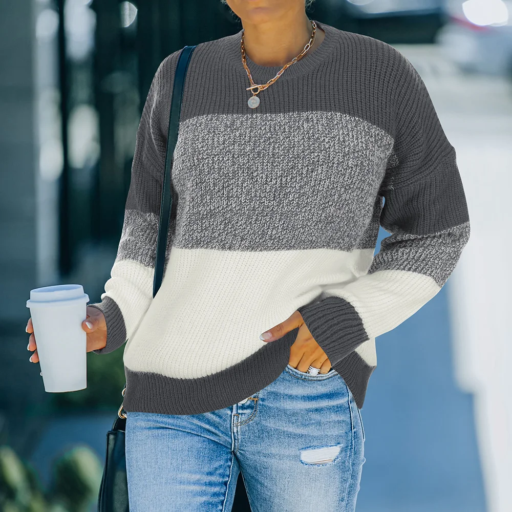 Colorblock Women Sweater Loose Fitting For 2021 Autumn Winter V-Neck Long Sleeve Knitted Sweater Pullover Fashion Casual Jumper
Colorblock Women Sweater Loose Fitting For 2021 Autumn Winter V-Neck Long Sleeve Knitted Sweater Pullover Fashion Casual Jumper