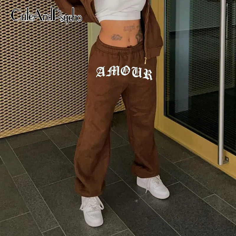 Autumn Warm Elastic Waist Sweatpants Vintage Harajuku Casual Baggy Brown Pants Jogger Letter Print Loose Trousers Cuteandpsycho
Autumn Warm Elastic Waist Sweatpants Vintage Harajuku Casual Baggy Brown Pants Jogger Letter Print Loose Trousers Cuteandpsycho