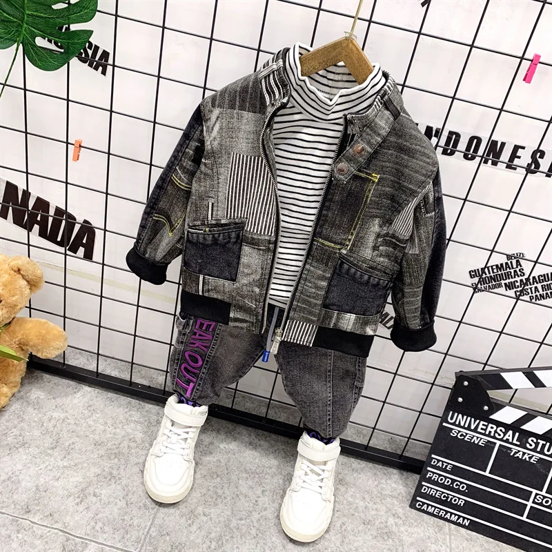 Children Clothing Autumn Winter Kids boys Clothes PU Leather coat+T-shirt+jeans 3pcs Outfit Suit Toddler Boys Clothes Sets
Children Clothing Autumn Winter Kids boys Clothes PU Leather coat+T-shirt+jeans 3pcs Outfit Suit Toddler Boys Clothes Sets