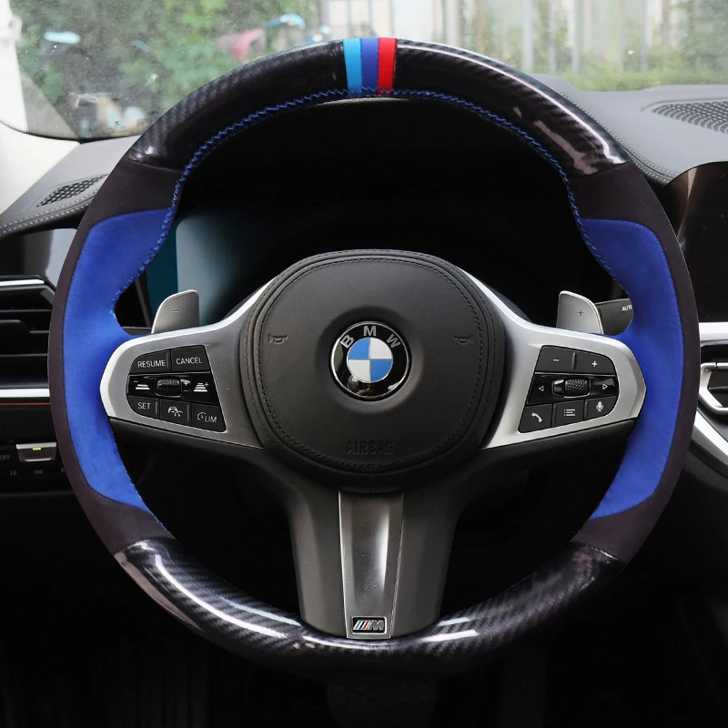 Carbon Fiber Suede Leather Hand Sewn Car Steering Wheel Cover Customize Slim For BMW 5 Series 535i 3 Series X1 X2 X3 X5 X6 X7
Carbon Fiber Suede Leather Hand Sewn Car Steering Wheel Cover Customize Slim For BMW 5 Series 535i 3 Series X1 X2 X3 X5 X6 X7