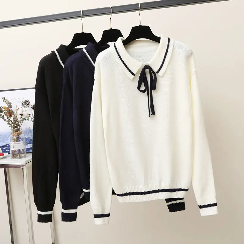College Wind sweater female spring and winter loose pullover sweater jacket student bottoming shirt tops fall 2020 women Bow 
College Wind sweater female spring and winter loose pullover sweater jacket student bottoming shirt tops fall 2020 women Bow