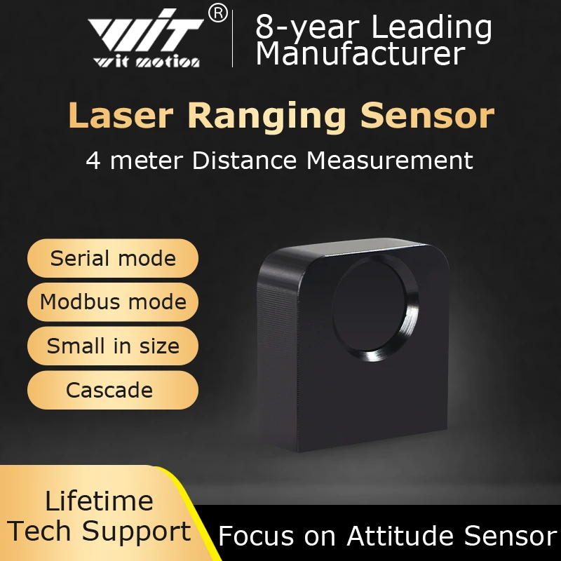 

WitMotion WT53D Time-of-Flight (ToF) Laser Ranging Leakage Sensor,VL53L1X(4-400cm)Laser Distance Module, Built-in MCU Algorithm