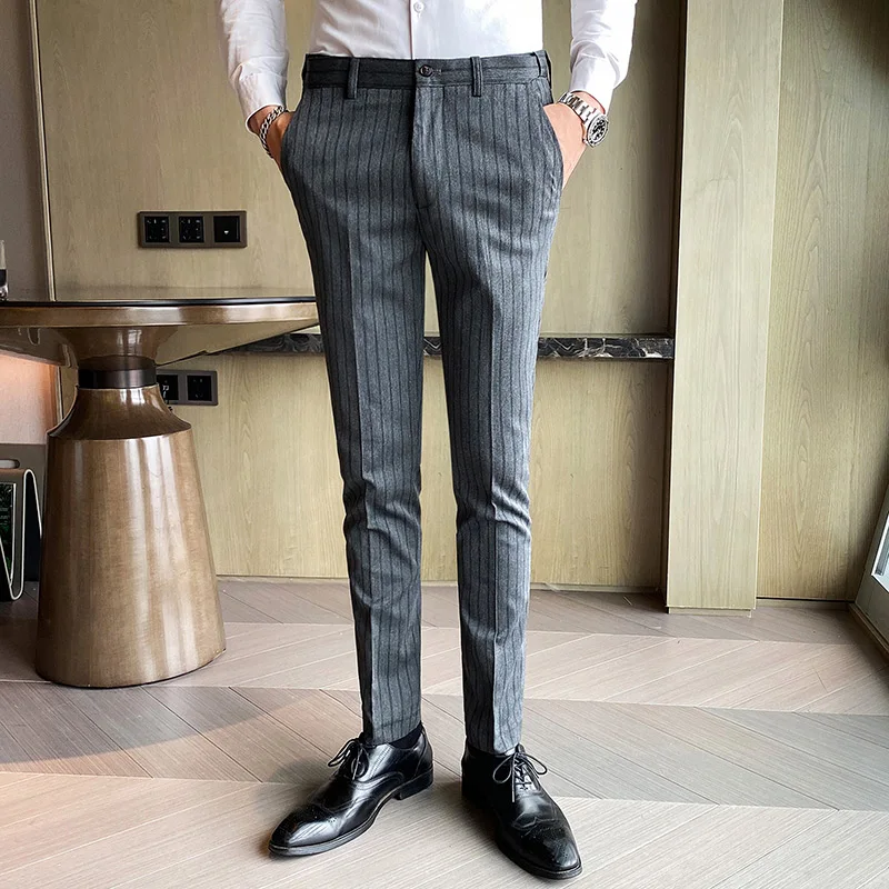 Business menswear pants, office and social striped pants, informal formal wedding dresses, classic fashion, 2021
Business menswear pants, office and social striped pants, informal formal wedding dresses, classic fashion, 2021