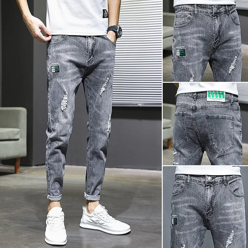 New Men's Ripped Jeans 2021 Summer Thin Casual Slim Fit Korean Style Small Foot Nine Leggings British Fashion Elastic Pants
New Men's Ripped Jeans 2021 Summer Thin Casual Slim Fit Korean Style Small Foot Nine Leggings British Fashion Elastic Pants