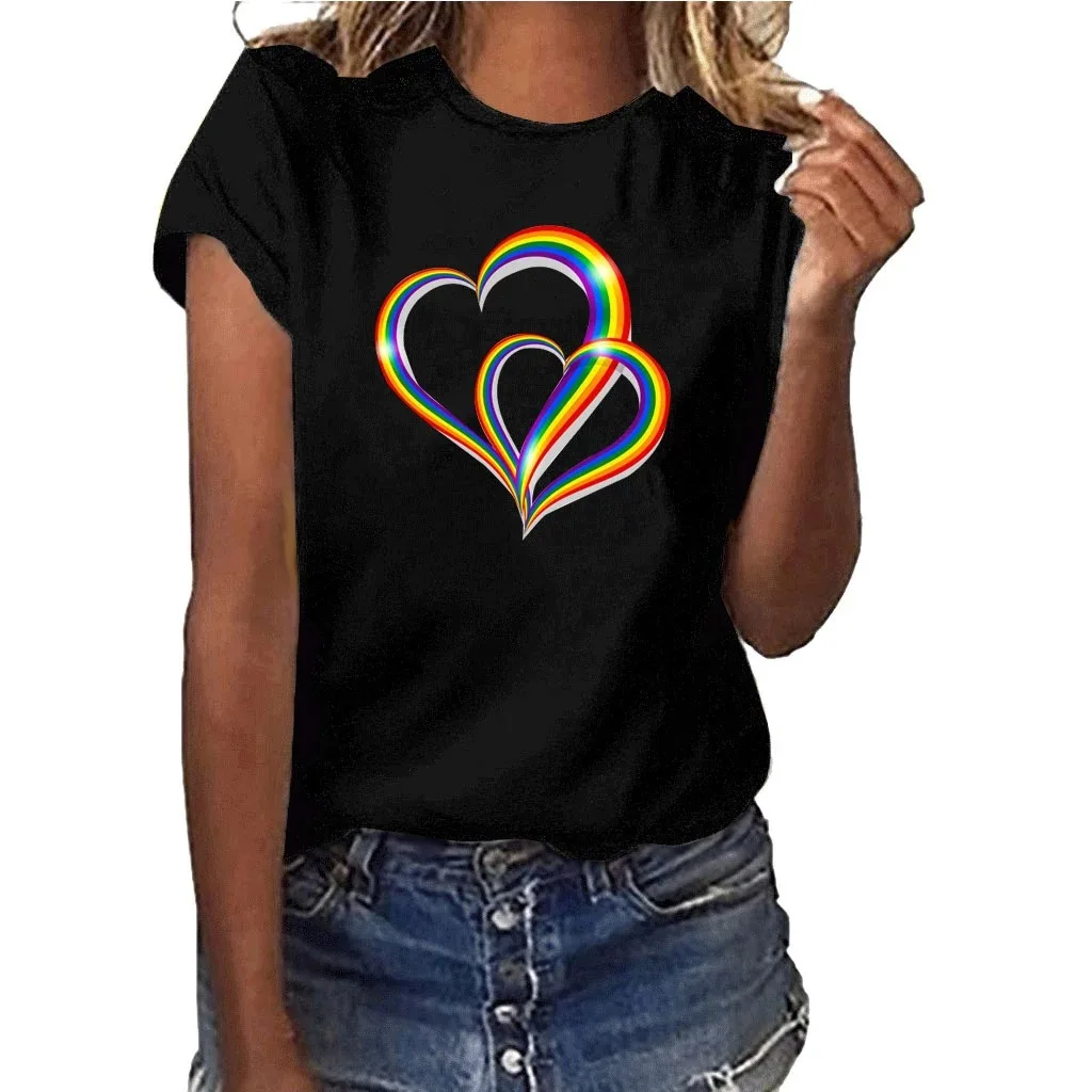 Double Colorful Heart Print Women T Shirt Short Sleeve O Neck Loose Women Tshirt Ladies Tee Shirt Tops Clothes Camisetas Mujer
Double Colorful Heart Print Women T Shirt Short Sleeve O Neck Loose Women Tshirt Ladies Tee Shirt Tops Clothes Camisetas Mujer