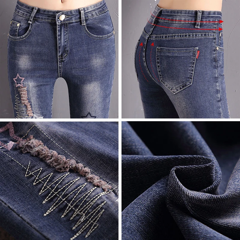 Patches Embroidery Skinny Jeans Women Streetwear Vintage Slim Stretch Denim Pencil Pants Casual Fashion Blue Cowboy Trousers
Patches Embroidery Skinny Jeans Women Streetwear Vintage Slim Stretch Denim Pencil Pants Casual Fashion Blue Cowboy Trousers