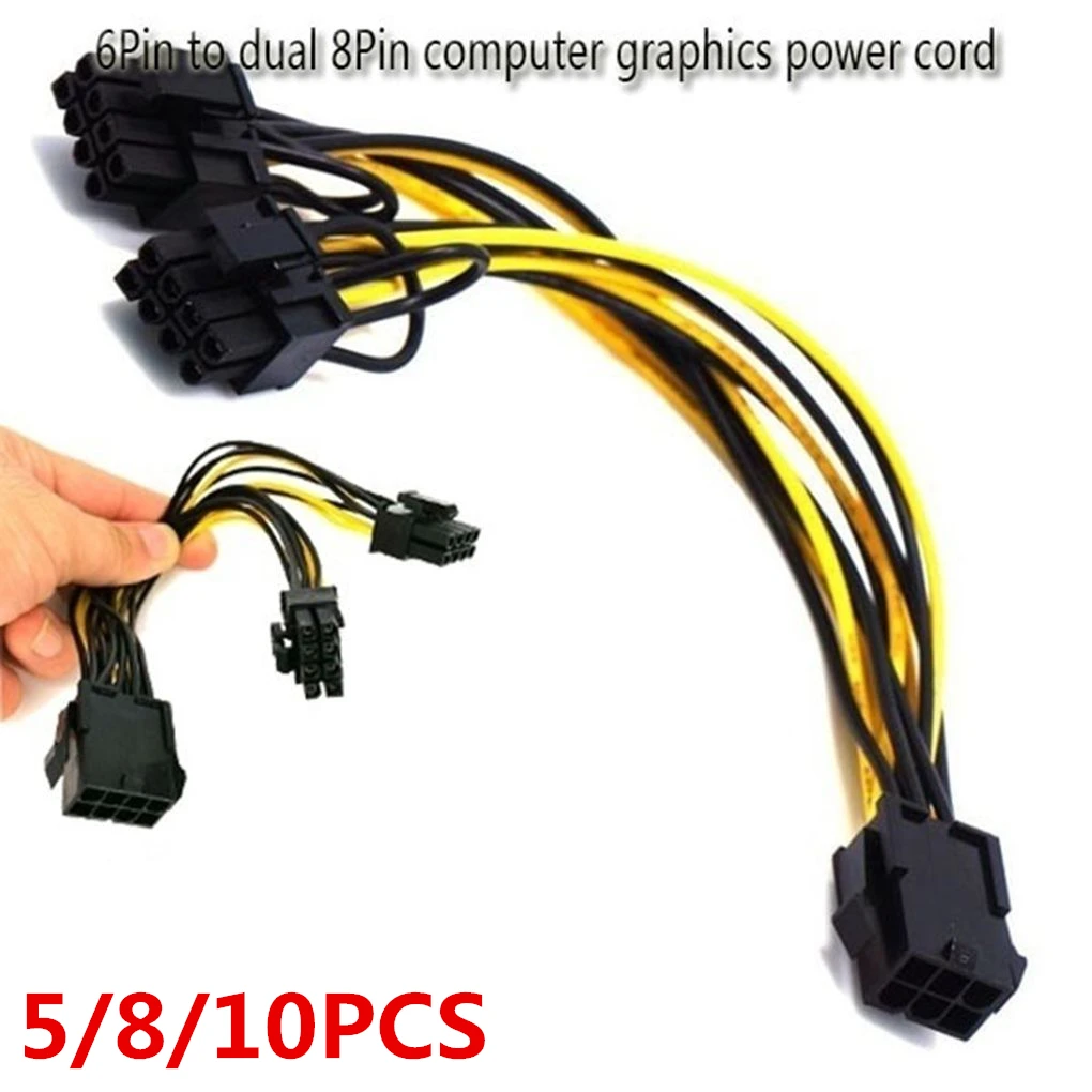 10pcs 6-pin PCI Express to 2 x PCIe 8 (6+2) Pin Motherboard Graphics Video Card PCI-e GPU VGA Splitter Power Data Cable 18cm
10pcs 6-pin PCI Express to 2 x PCIe 8 (6+2) Pin Motherboard Graphics Video Card PCI-e GPU VGA Splitter Power Data Cable 18cm