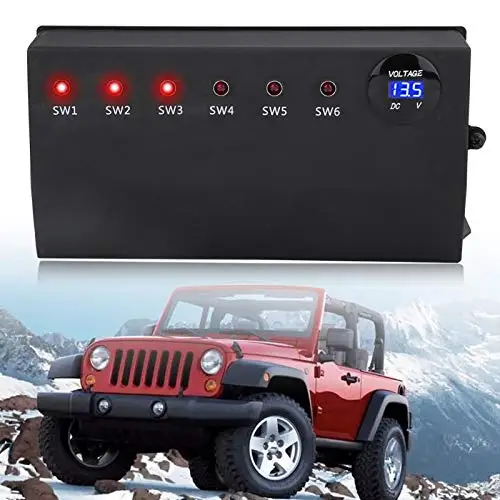Camp accessories Jeep Wrangler JK & JKU 2007-2018 6 Gang Rocker Switch Panel with Control and Source Box and Digital Voltmeter
Camp accessories Jeep Wrangler JK & JKU 2007-2018 6 Gang Rocker Switch Panel with Control and Source Box and Digital Voltmeter
