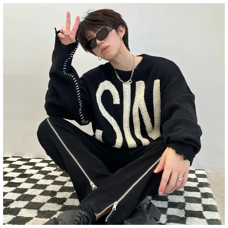 2022 Winter new high street punk style Saint Youth broken men's and women's knitwear Street oversized SIN letter knitted sweater
2022 Winter new high street punk style Saint Youth broken men's and women's knitwear Street oversized SIN letter knitted sweater
