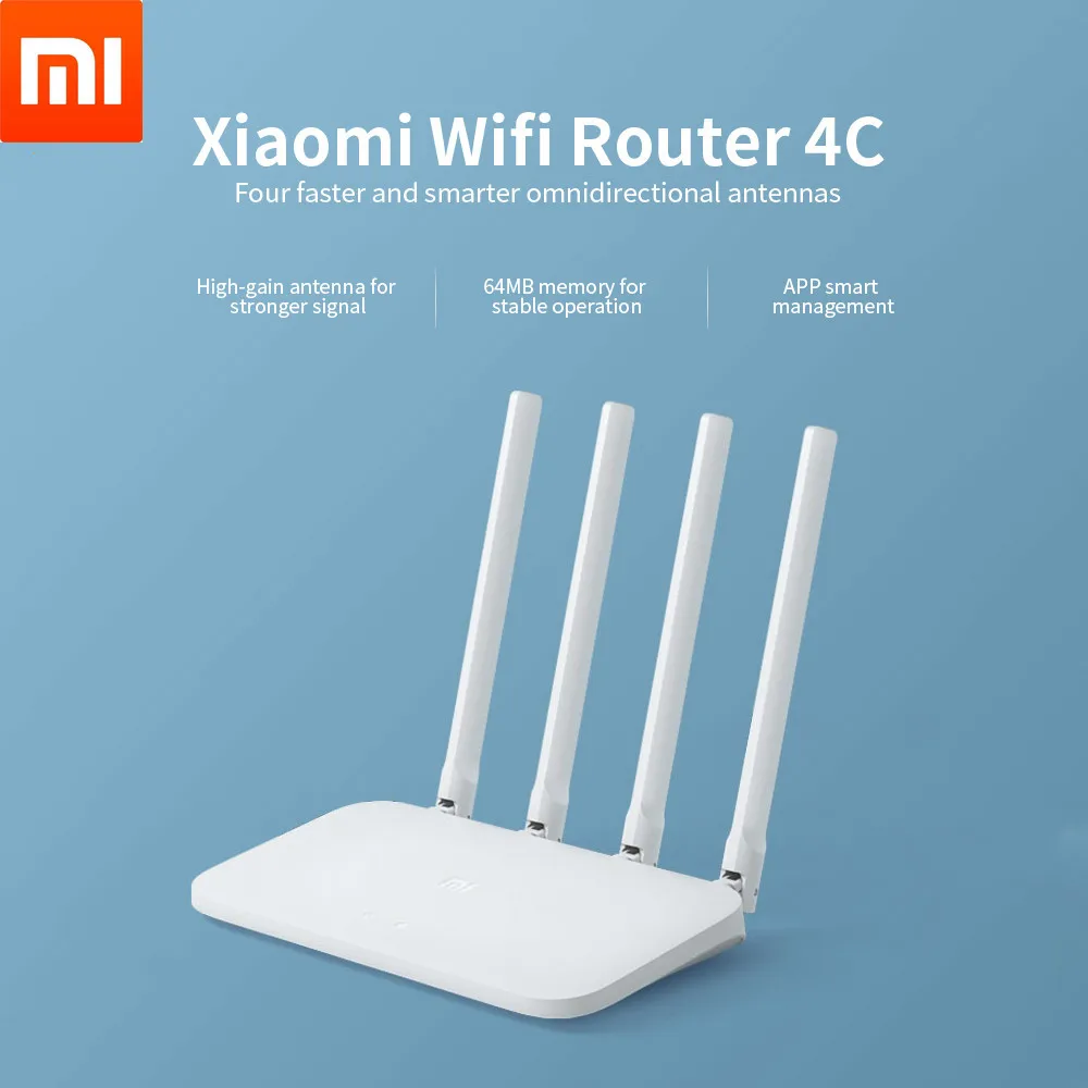 

Оригинальный маршрутизатор xiaomi с интеллектуальным управлением, Wi-Fi 4C, 64 ОЗУ, 300 Мбит/с, 2,4 ГГц, 802,11 b/g/n, 4-полосная антенна, беспроводной маршрут...
