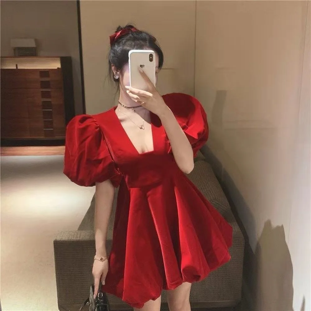 Casual Mini Fit and Flare Dress Women Puff Sleeve V Neck Black Party Dress Black Red Puff Sleeve Dresses Summer 2021 Ladies
Casual Mini Fit and Flare Dress Women Puff Sleeve V Neck Black Party Dress Black Red Puff Sleeve Dresses Summer 2021 Ladies