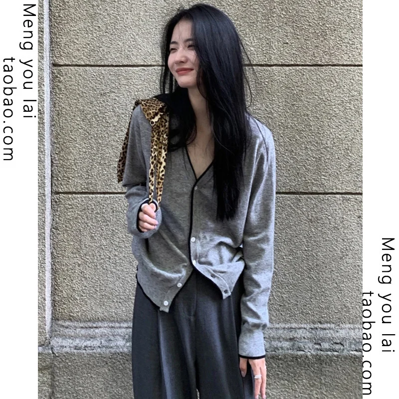 Серый вязаный кардиган с V-образным вырезом, Женское пальто, верхняя одежда, осень-зима, весна-осень-зима, пальто Kio 
Серый вязаный кардиган с V-образным вырезом, Женское пальто, верхняя одежда, осень-зима, весна-осень-зима, пальто Kio