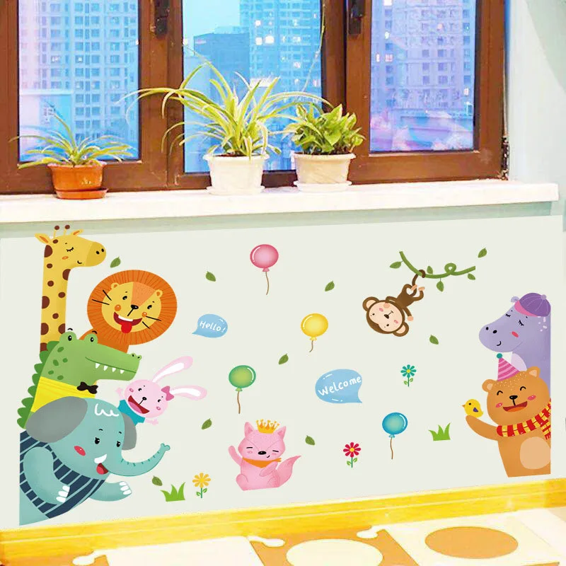 Cartoon Lion Panda Giraffe Sticker for Kids Room Wallpaper Stickers Window Murals Wall Decal Home Bedroom Kindergarten Decor
Cartoon Lion Panda Giraffe Sticker for Kids Room Wallpaper Stickers Window Murals Wall Decal Home Bedroom Kindergarten Decor