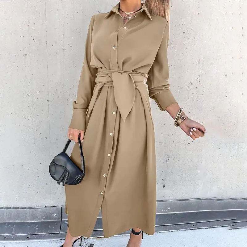 Office Shirt Dress 2022 VONDA Women Casual Long Sleeve Lapel Collar Dresses Vintage Solid Color Tunic Vestido Oversized Robe
Office Shirt Dress 2022 VONDA Women Casual Long Sleeve Lapel Collar Dresses Vintage Solid Color Tunic Vestido Oversized Robe