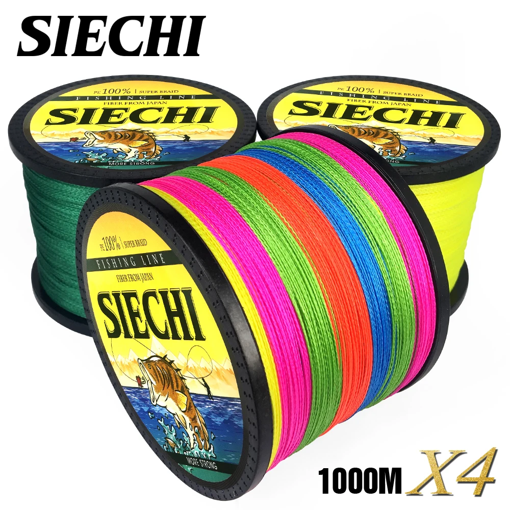 SIECHI 1000 м ПЭ плетеная рыболовная леска 4 подставки 12-83LB многофиламентная для ловли