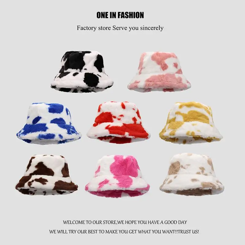 ZHUOY Cow Leopard Faux Fur Fluffy Fisherman Hat Soft Velvet Furry Sun Visor Female Outdoor Girl Winter Warm Ear Protection Hats
ZHUOY Cow Leopard Faux Fur Fluffy Fisherman Hat Soft Velvet Furry Sun Visor Female Outdoor Girl Winter Warm Ear Protection Hats