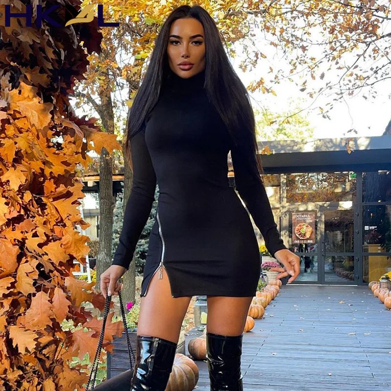 Women Zipper Patchwork Long Sleeve High Neck Mini Dress Bodycon Sexy Streetwear Party Elegant 2021 Autumn Winter
Women Zipper Patchwork Long Sleeve High Neck Mini Dress Bodycon Sexy Streetwear Party Elegant 2021 Autumn Winter