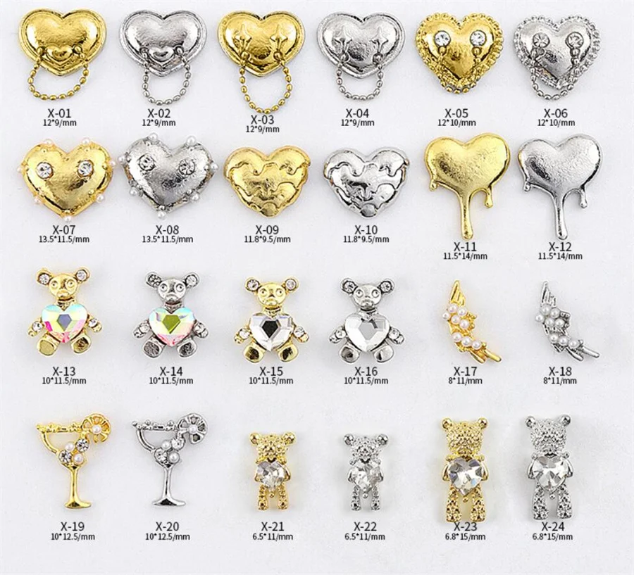 10Pc Luxury Crystal Designer Charms For Nails Heart Bear Chain Design Nail Accessories Metal 3D Manicure Gel Polish Charms
10Pc Luxury Crystal Designer Charms For Nails Heart Bear Chain Design Nail Accessories Metal 3D Manicure Gel Polish Charms