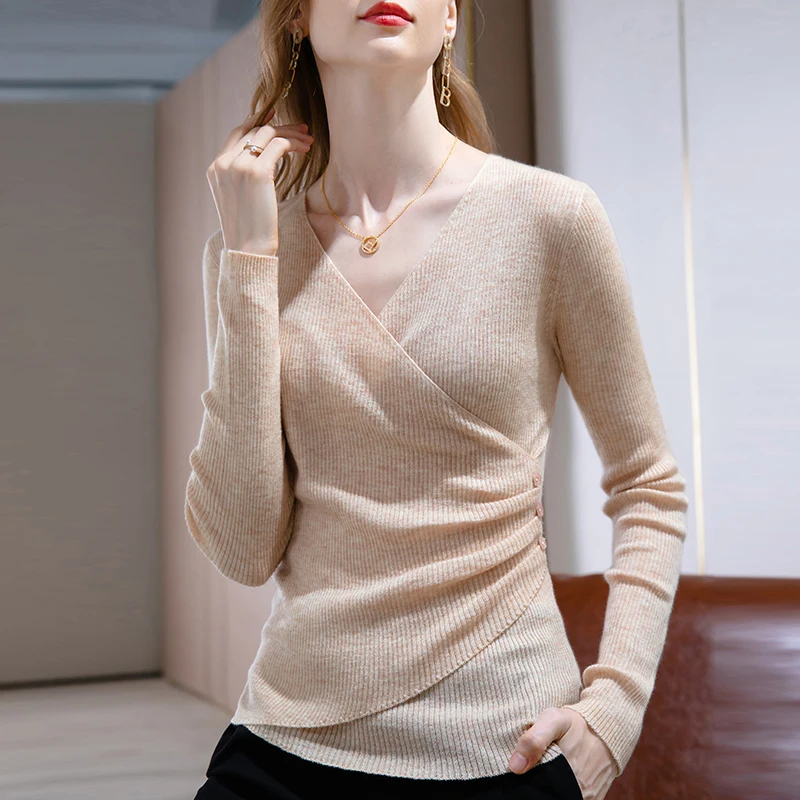 Wool New Sexy Deep V-neck Sweater Women's Pullover Casual Slim Bottoming Sweater Women's Stretch Cardigan Long-sleeved Top
Wool New Sexy Deep V-neck Sweater Women's Pullover Casual Slim Bottoming Sweater Women's Stretch Cardigan Long-sleeved Top