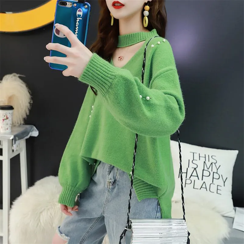 Avocado Green Knit Top Wild Spring And Autumn New Loose Long-sleeved Beaded Pullover Sweater Women Outwear
Avocado Green Knit Top Wild Spring And Autumn New Loose Long-sleeved Beaded Pullover Sweater Women Outwear