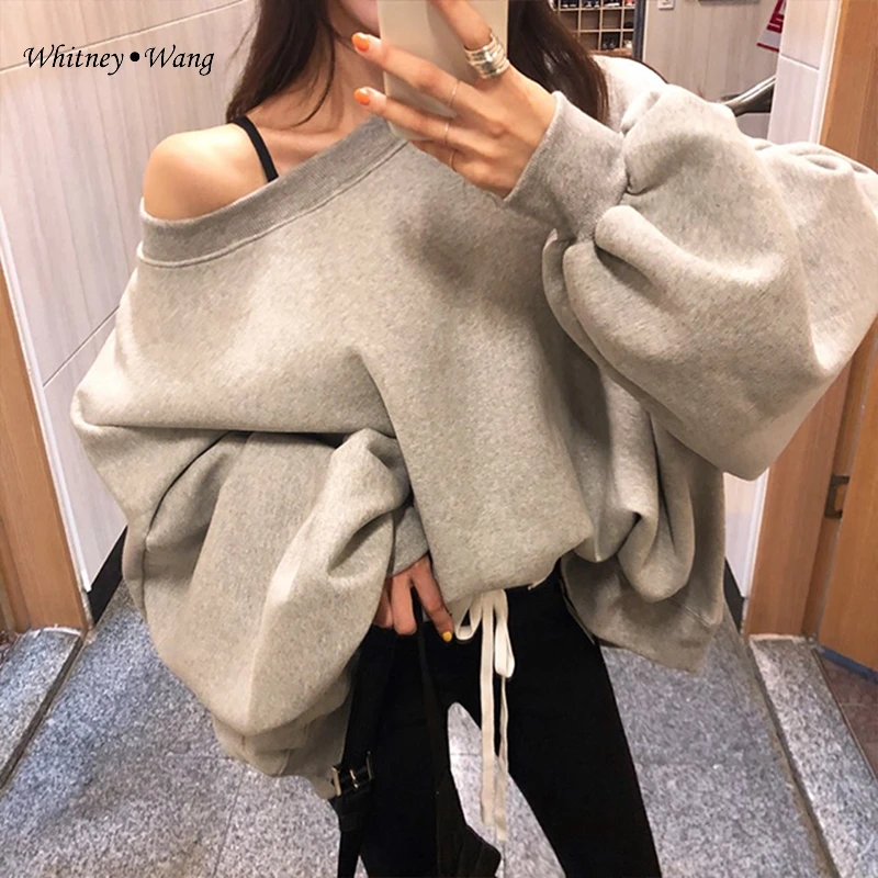 Уличная мода WHITNEY WANG Осень зима 2019 корейский стиль флисовая толстовка с большими
