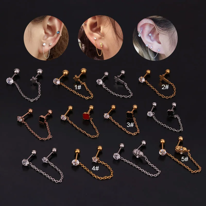 1PC 20G Stainless Steel Double Helix Cartilage Tragus Stud Earrings Bar Piercing Star Cross Skull Chains Piercing Body Jewelry
1PC 20G Stainless Steel Double Helix Cartilage Tragus Stud Earrings Bar Piercing Star Cross Skull Chains Piercing Body Jewelry